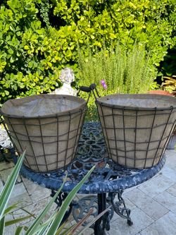 Wire and Burlap Planter Baskets Set of 2