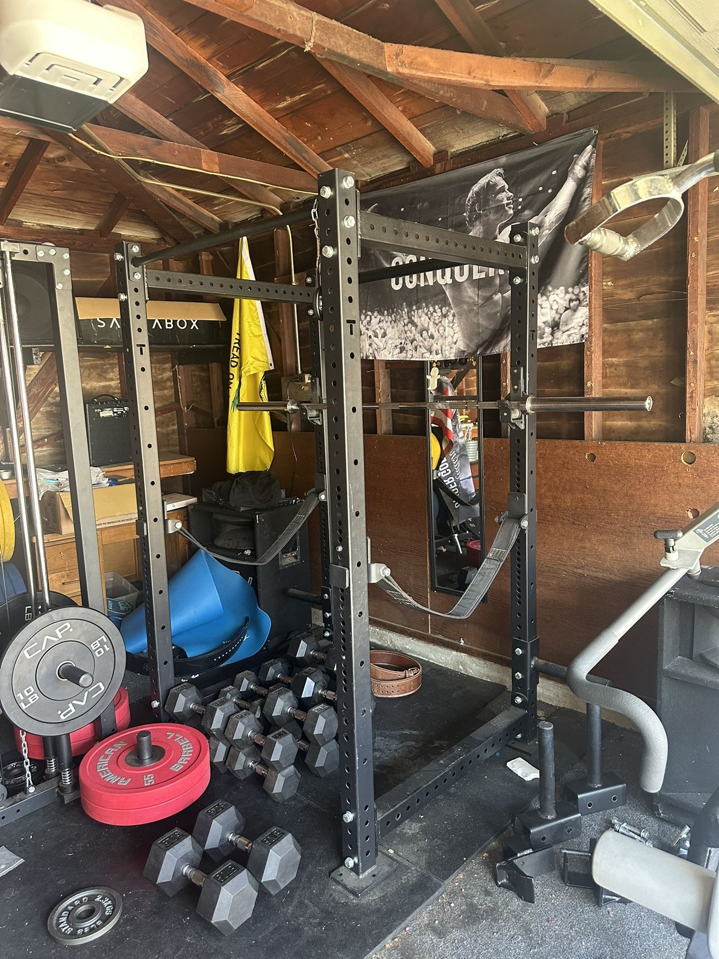 Titan Fitness X-3 Squat Rack/power rack And Barbell