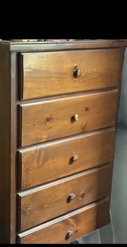 Tall Wood 5-Drawer Dresser Chest