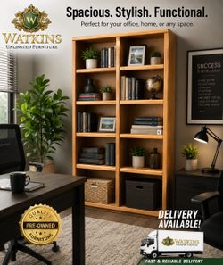 📚 Large Vintage Adjustable Wood Bookcase – Sturdy & Full of Character! 📚