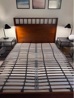 Solid wood queen bed frame