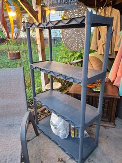 Gray Plastic 4-Tier Storage Shelving Unit