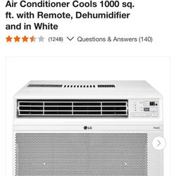 LG 18,000 BTU 230/208V Window Air Conditioner Cools 1000 sq. ft. with Remote, Dehumidifier and in White