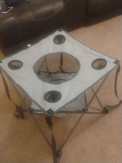 Folding Outdoor Camp Table with Cup Holders.
