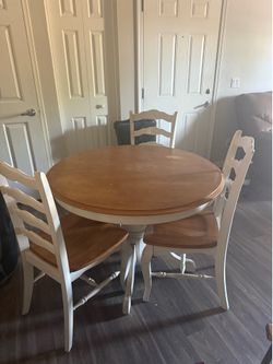 Dining table, chairs and couch