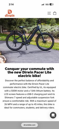 Pacer lite Electric Bike Black matte