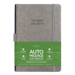 Skyline Auto Mileage Log Book In Gray Leather Hardcover SIZE A5 (5.8”x8.3”) NEW!