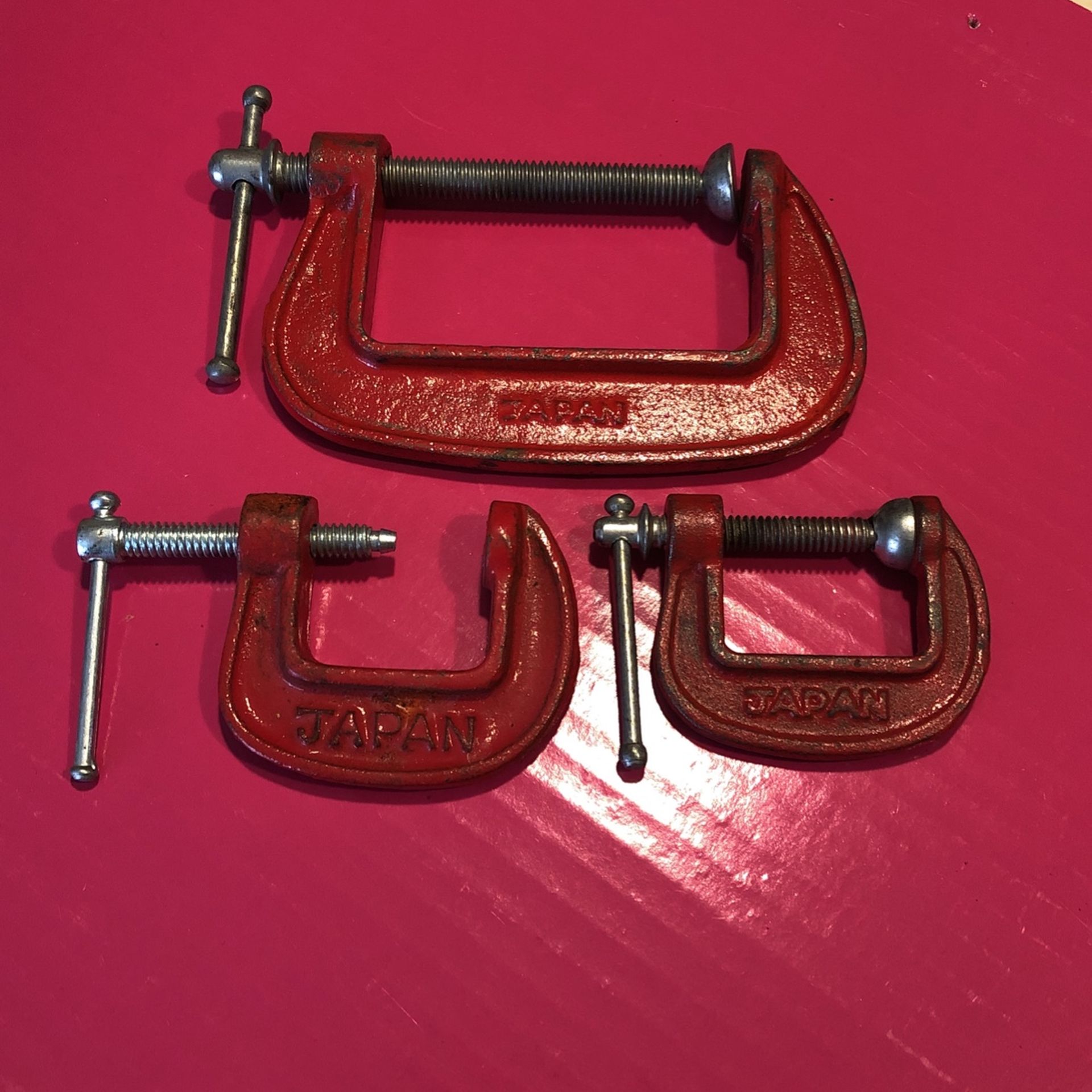 # B, Vintage C Clamp, One: 2 1/2”, Two: 1”, Lot of 3
