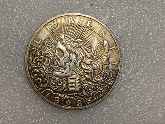 US Hobo Nickel 1923 Peace Dollar Skull Zombie Skeleton Coin