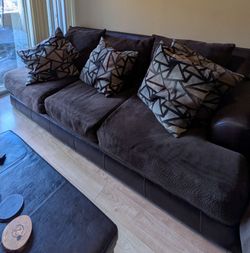 Ultra-Comfortable Dark Brown Sofa & Loveseat Set (Includes Matching Pillows)