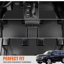 2021-2024 Chevrolet/Chevy Suburban/GMC Yukon XL 7 Seats All Weather TPE Protection Floor Liners Full Set for Chevrolet Suburban Accessories