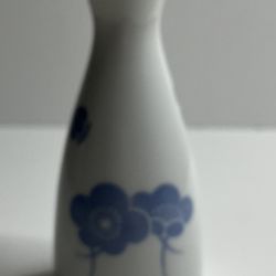 Vintage Blue and White Floral Porcelain 5” Bud Vase Made in Japan