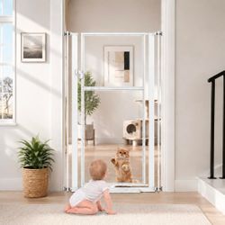 56” Extra Tall Cat Gate for Doorway, 29.5-33.46" Wide Clear Gate
No Drilling Tall Pet Gate Indoor, Metal Frame Transparent Acrylic Door Barrier, Baby