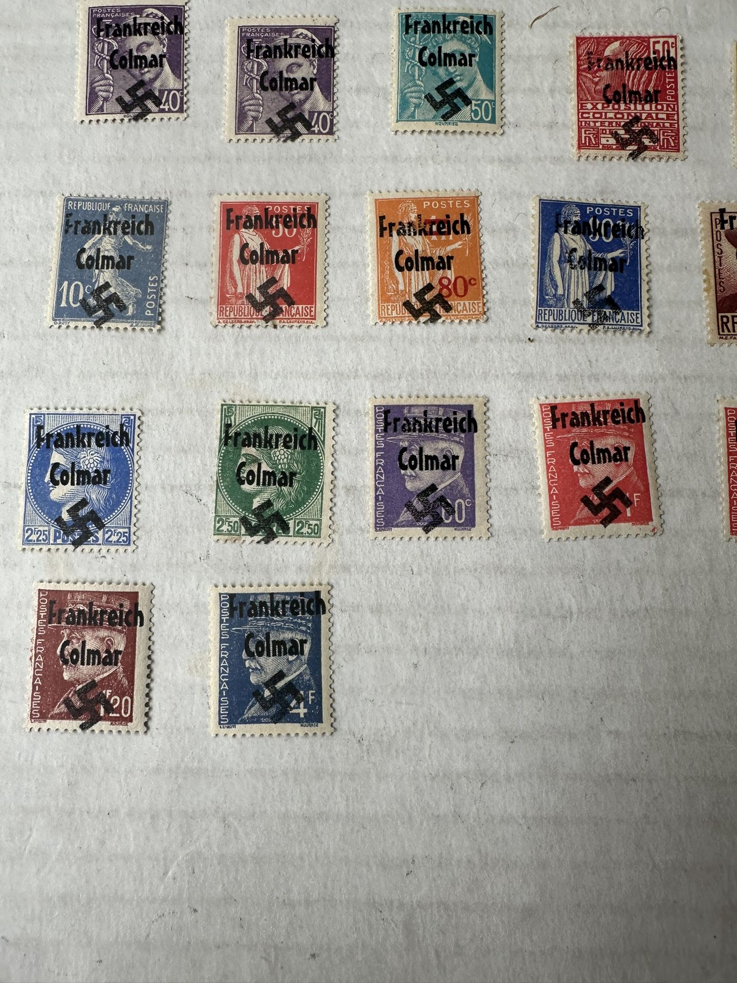 German France Overprint Collection Of 32 Colmar Stamps Unused