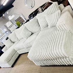 Brand New Sand Beige Double Chaise Sectional Sofa 