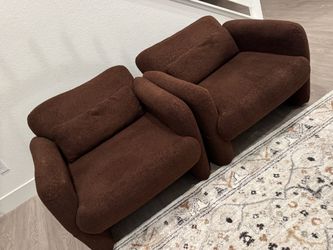 Brown Boucle Accent Chairs Set of 2