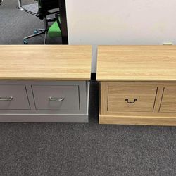 Oak/ gray 2 drawer coffee table