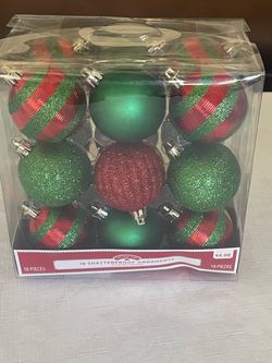 Set of 18 shatterproof Christmas tree ornaments by Holiday Time.