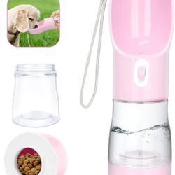 Dog Water Bottle Portable Pet Water Bottle Leak Proof Dog Water Dispenser and Food, Lightweight Dog Travel Water Bottle Bowl for Walking and Travel.