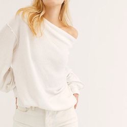 We The Free By Free People Main Squeeze Hacci Pullover in White NWOT