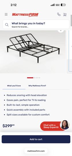 Sleepy’s adjustable bed frame brand new
