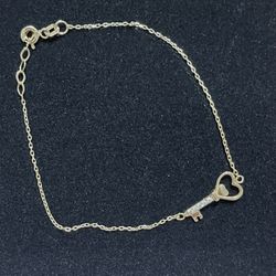 14k Solid Gold Yellow Heart Key Bracelet 