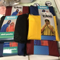 New 5 Adult & 1 Child Raincoats $5. Ea. 