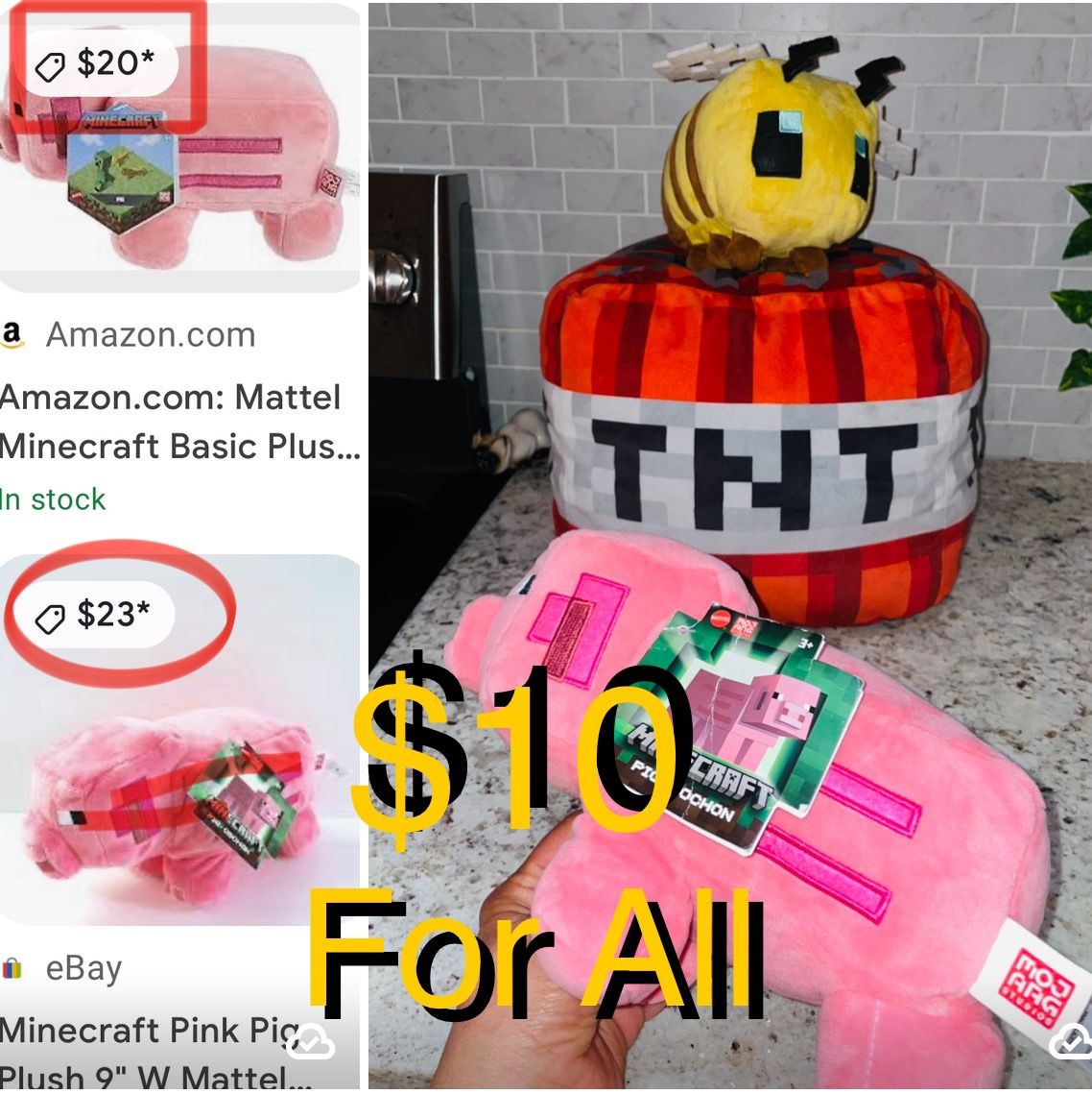 $10 For All Minecraft Bundle of 3 in great condition Pig Brand New