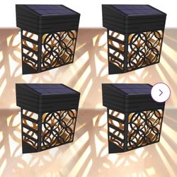 Solar Fence Lights, 4 Pack Solar Garden Wall Lights Outdoor IP65 Waterproof
