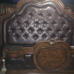 Cal-King Wood Bed.. $395. O.B.O W/ 2 New BOX Springs .
