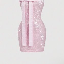 Strapless Sequined Bow Dress