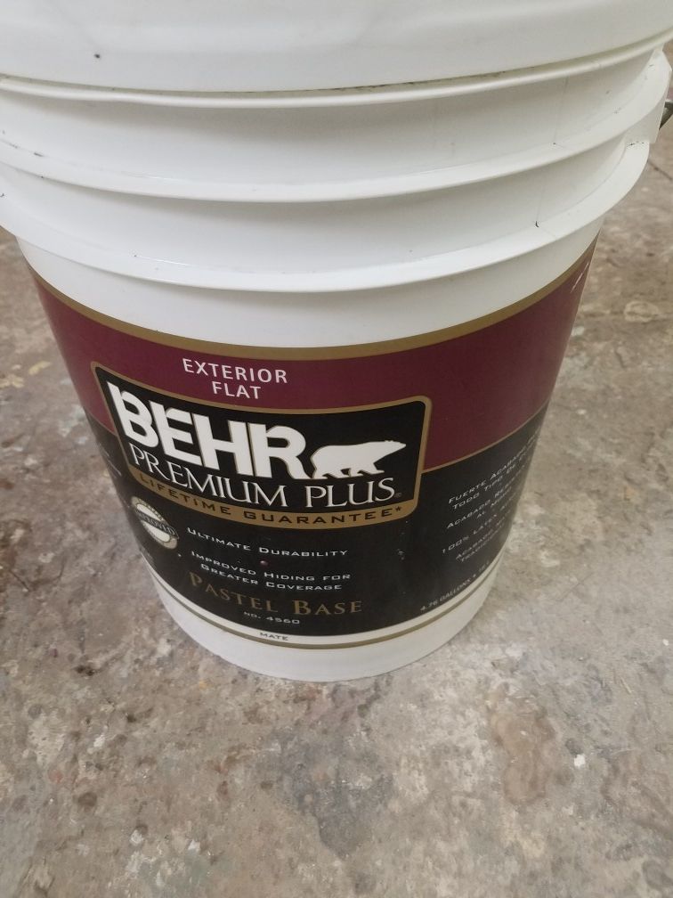 New 5 Gallon Behr Exterior Flat Paint ( Have Different Colors and Sheens Available. Just ask)