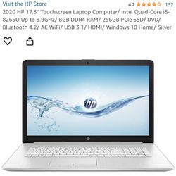 2020 HP 17.3" Touchscreen Laptop Computer/ Intel Quad-Core i5-8265U Up to 3.9GHz/ 8GB DDR4 RAM/ 256GB PCIe SSD/ DVD/ Bluetooth 4.2/ AC WiFi/ USB 3.1/ 