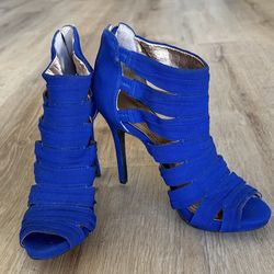 Sole Society Julianne Open Toe Booties Blue Heels