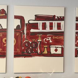 Pottery Barn Kids Fire truck Wall Art - Nursery Kids
