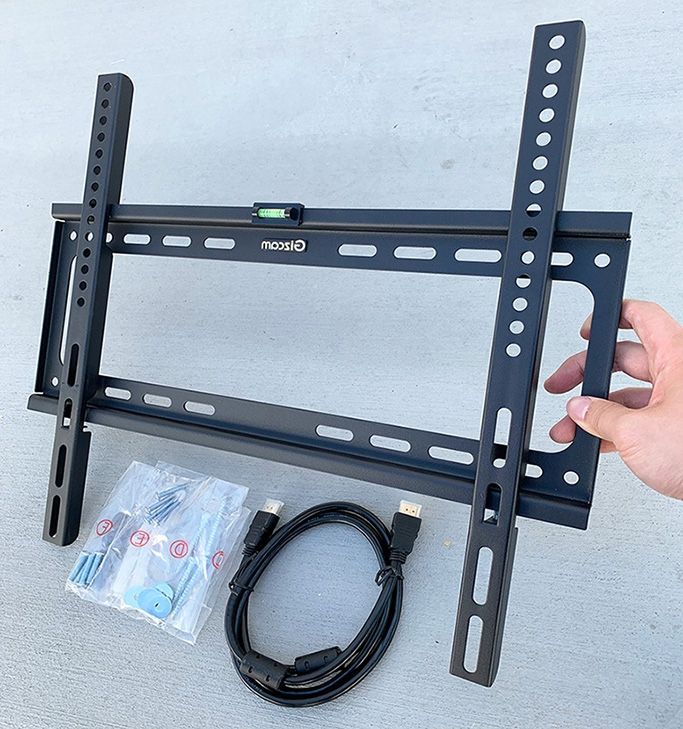 (NEW) $10 Fixed 26”-55” TV Wall Mount Bracket Low Profile, Max 110Lbs (w/ 5ft HDMI Cable) 