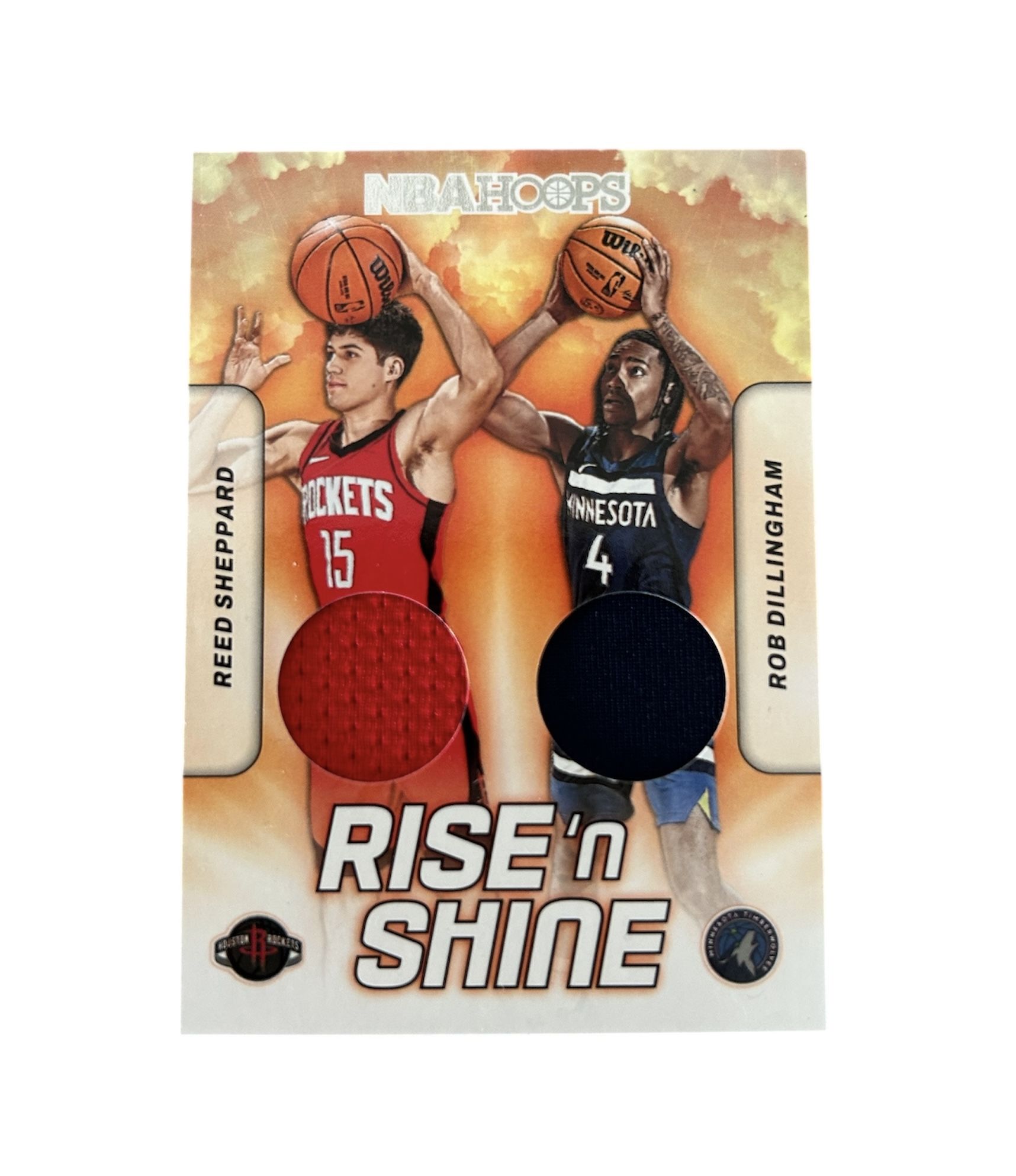 2024 NBA Hoops Rise’ N Shine Reed Sheppard/ Rob Dillingham Dual Jersey Patch RC