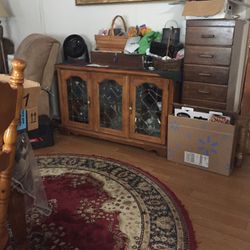 Solid Honey Oak Entertainment Set