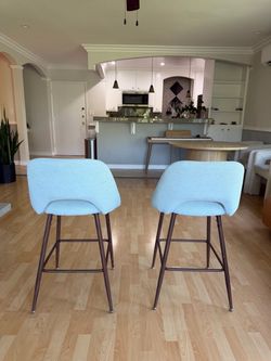 Set of 2 Berneta 26” Counter Stools – Aqua