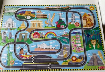 melissa & doug race track floor puzzle