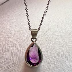 Amethyst Sterling Silver Necklace 18”