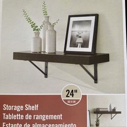 Allen + Roth Java Wood Shelf With Brackets (24” Wide)