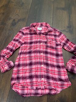 Girls pink plaid long sleeve button shirt size 8 by Old Navy #8