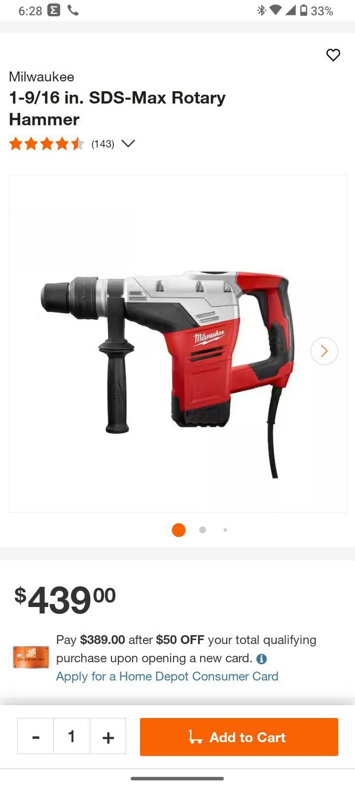 Milwaukee

1-9/16 in. SDS-Max Rotary Hammer

