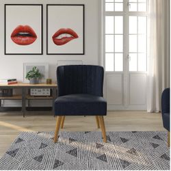 Novogratz Brittany Accent Chair, Navy Blue Linen