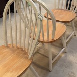 3 Wooden Two-Tone Chairs