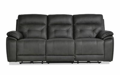 Sedona Charcoal Leather Power Reclining Sofa with Power Headrest