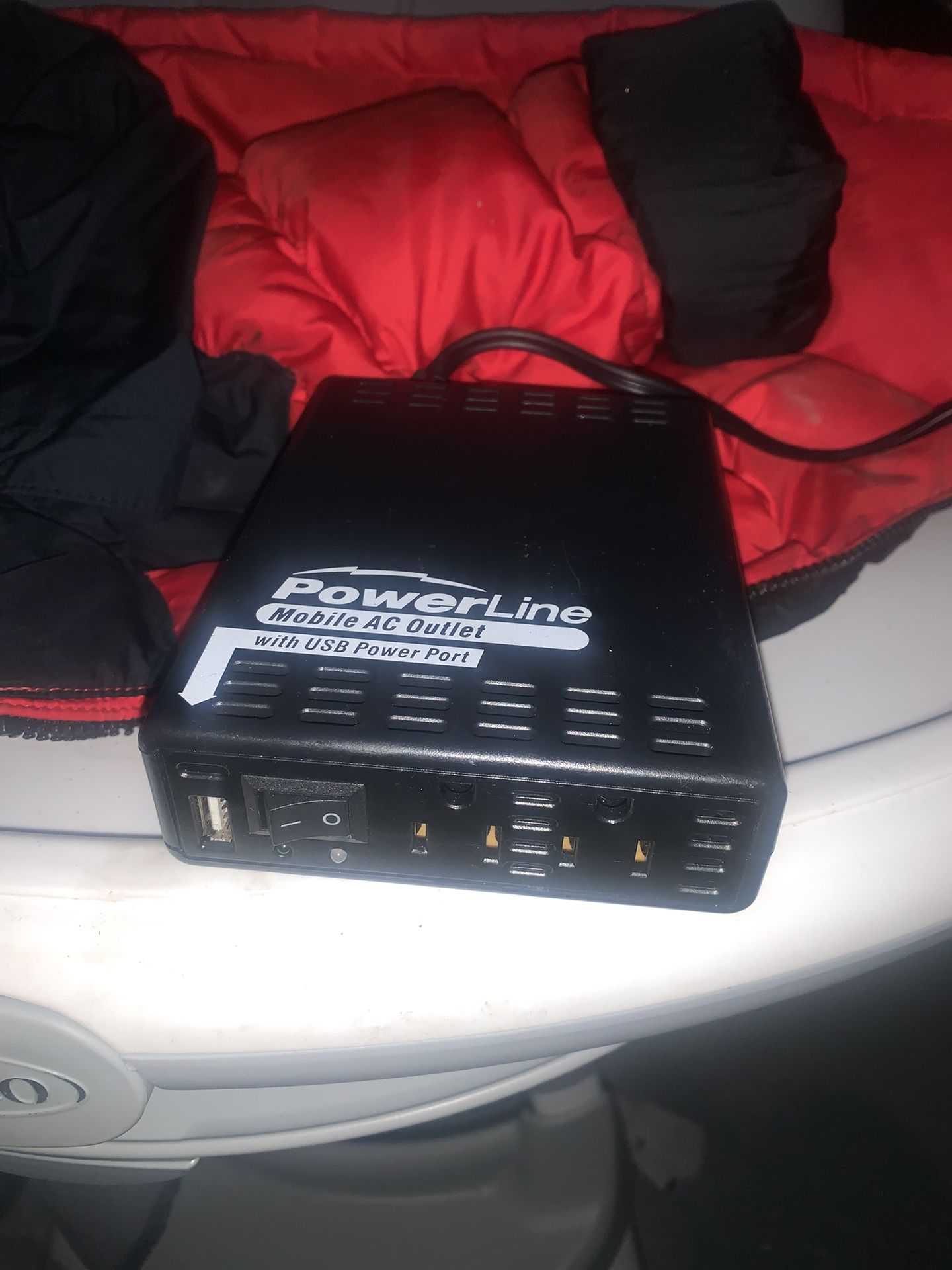 PowerLine Mobile AC Outlet 200W DC to AC Converter Box