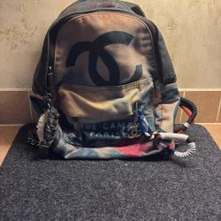 Chanel Runway Graffiti Backpack Black Grey Dark grey