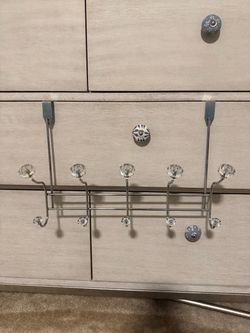 Over-the-Door Hook Rack with Crystal Knobs